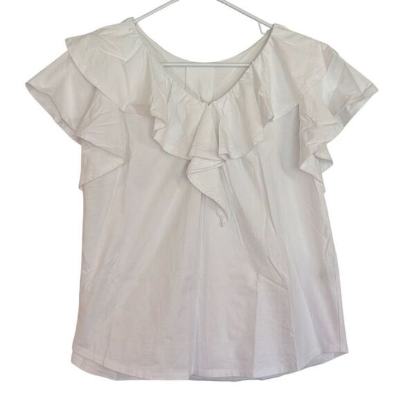 Journal Standard Relume 100% white cotton ruffle neck blouse F (M) - Picture 3 of 10